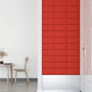 Πάνελ Τοίχου 12 τεμ. Κόκκινα 30x15 εκ. 0,54 μ² Συνθετικό Δέρμα