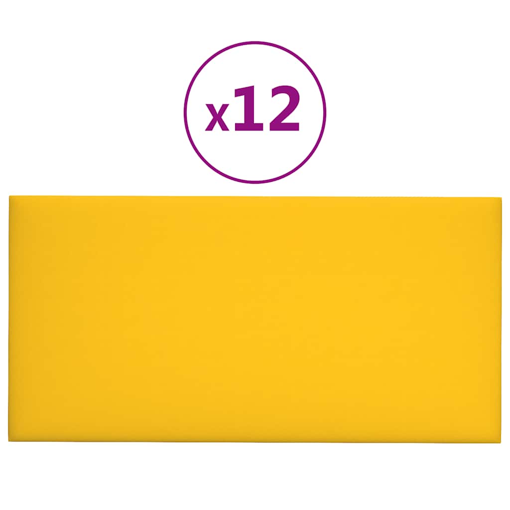Πάνελ Τοίχου 12 τεμ. Κίτρινα 30 x 15 εκ. 0,54 μ² Βελούδινα