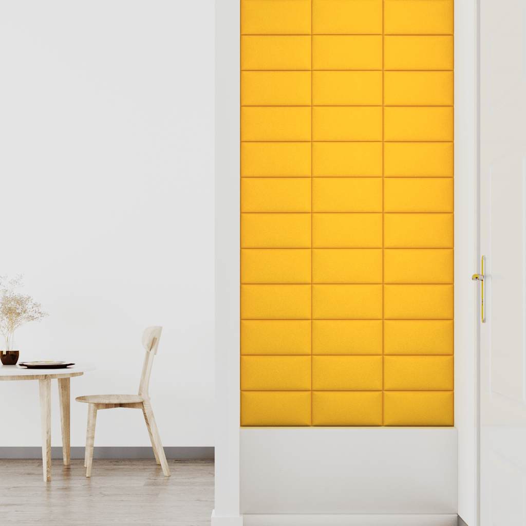 Πάνελ Τοίχου 12 τεμ. Κίτρινα 30 x 15 εκ. 0,54 μ² Βελούδινα