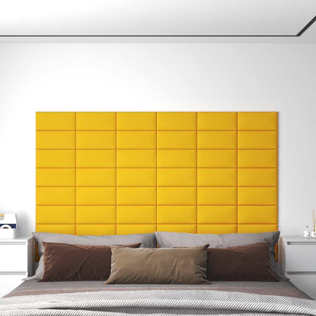 Πάνελ Τοίχου 12 τεμ. Κίτρινα 30 x 15 εκ. 0,54 μ² Βελούδινα