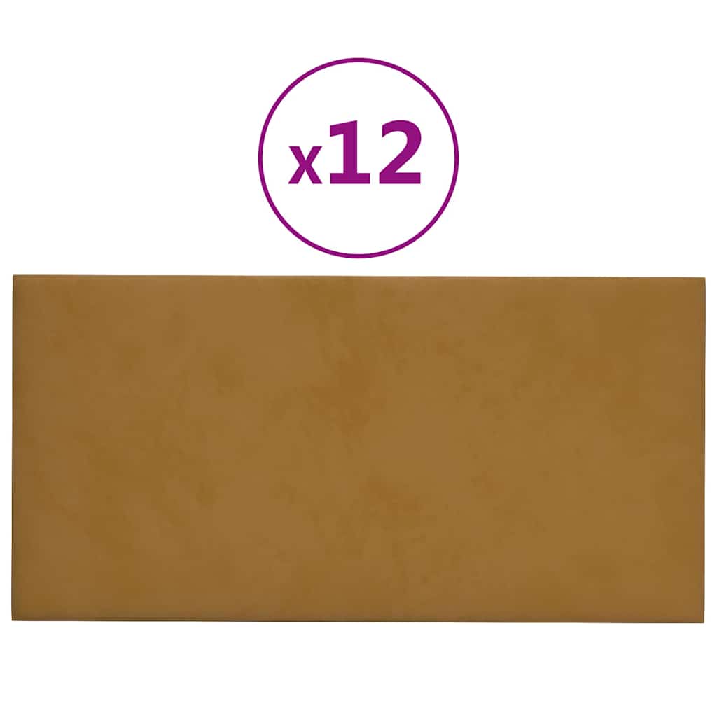 Πάνελ Τοίχου 12 τεμ. Καφέ 30 x 15 εκ. 0,54 μ² Βελούδινα