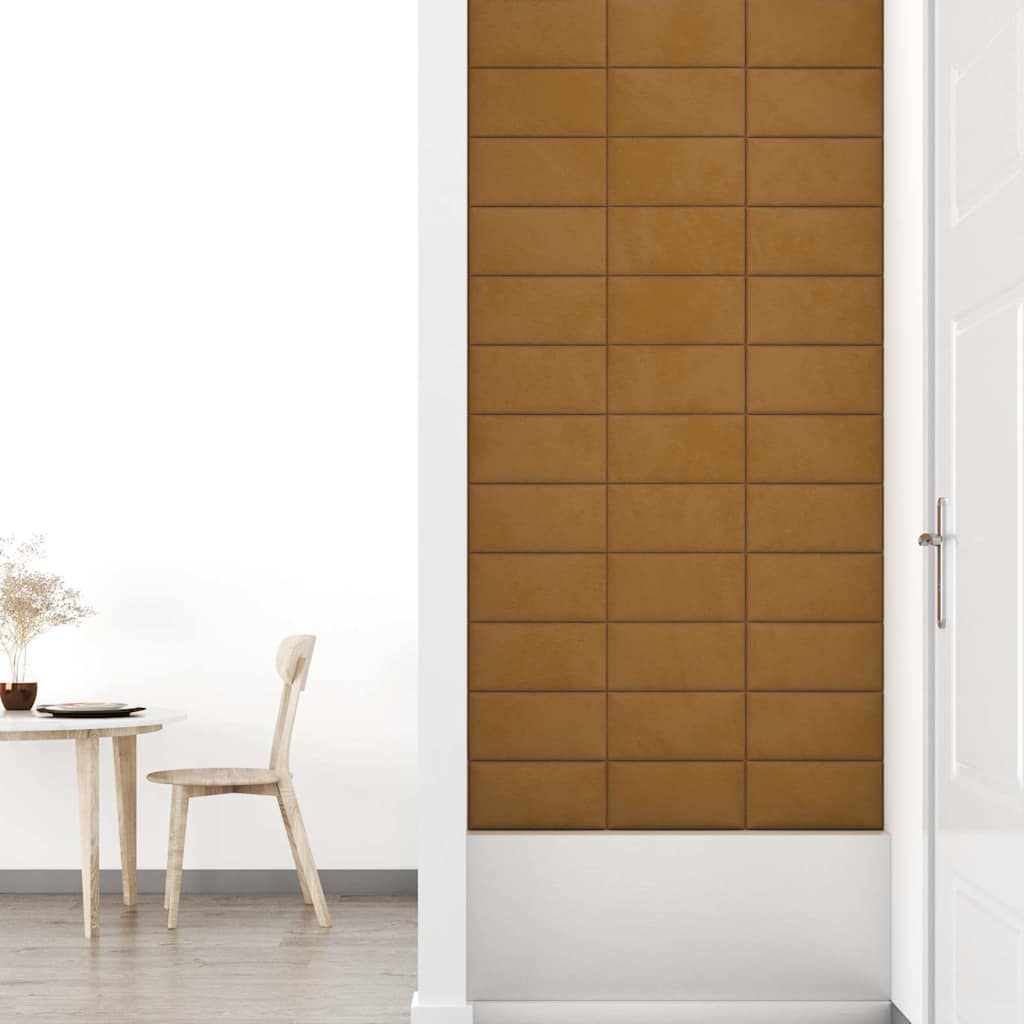 Πάνελ Τοίχου 12 τεμ. Καφέ 30 x 15 εκ. 0,54 μ² Βελούδινα