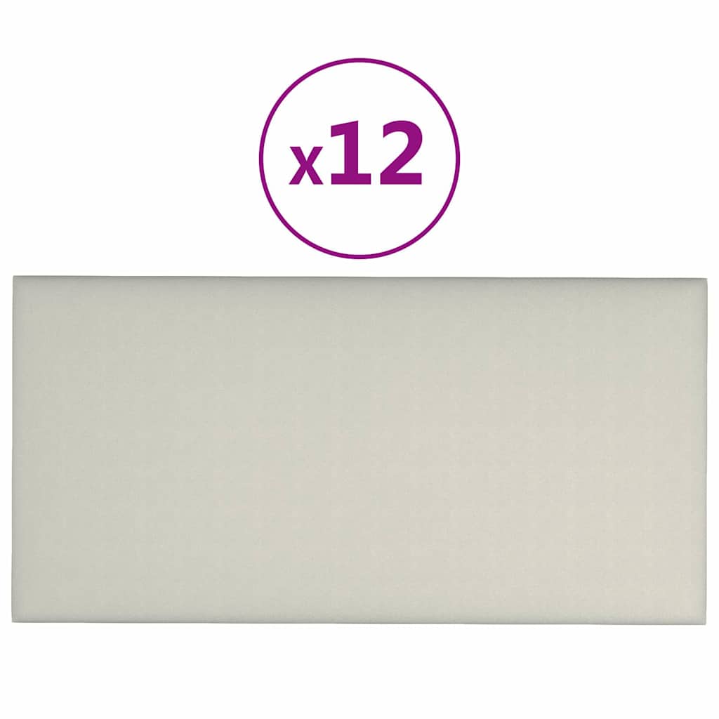Πάνελ Τοίχου 12 τεμ. Λευκό 30 x 15 εκ. 0,54 μ² Βελούδινα