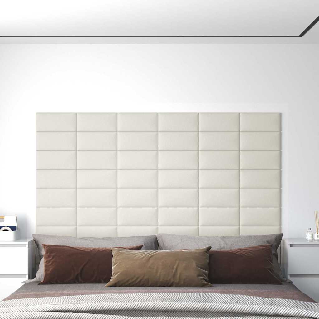 Πάνελ Τοίχου 12 τεμ. Λευκό 30 x 15 εκ. 0,54 μ² Βελούδινα