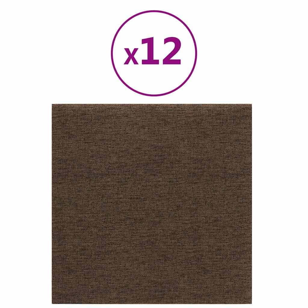 Πάνελ Τοίχου 12 τεμ. Καφέ 30 x 30 εκ. 1,08 μ² Υφασμα