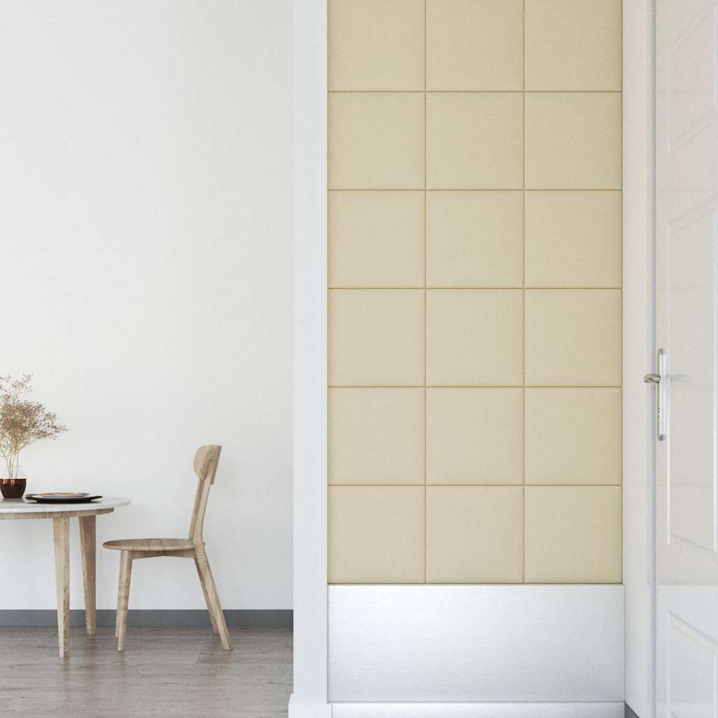 Πάνελ Τοίχου 12 τεμ. Κρεμ 30 x 30 εκ. 1,08 μ² Συνθετικό Δέρμα