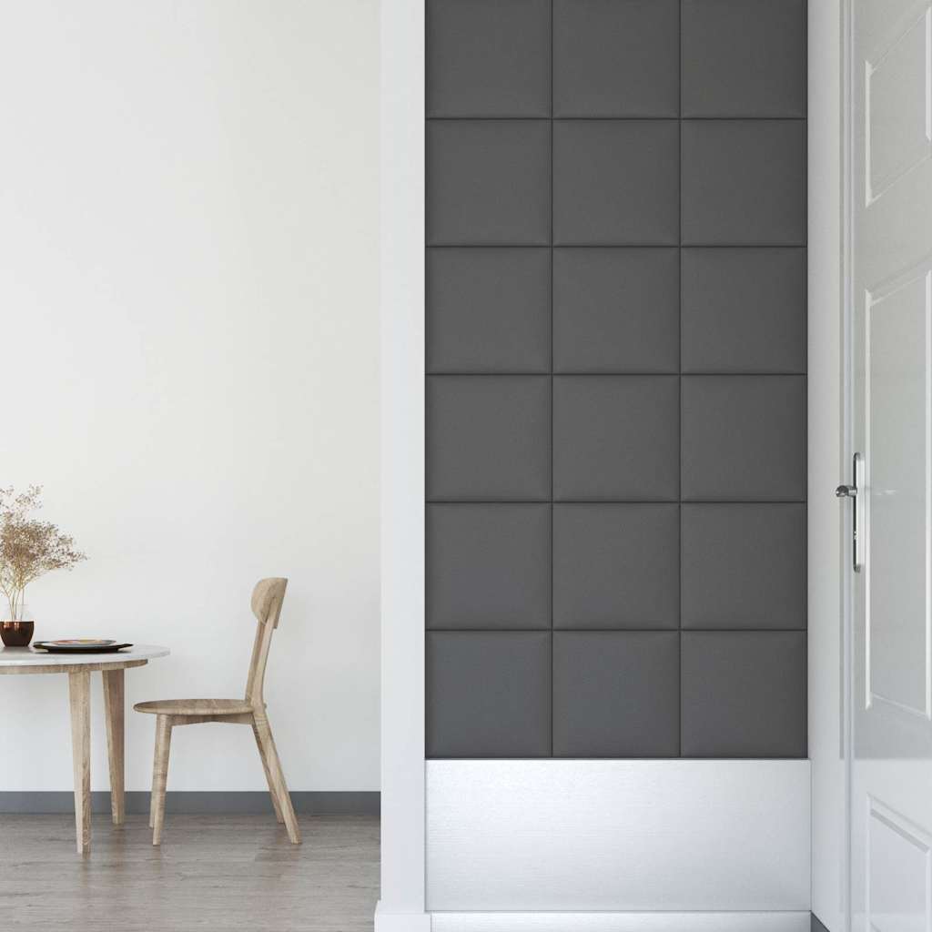 Πάνελ Τοίχου 12 τεμ. Γκρι 30 x 30 εκ. 1,08 μ² Συνθετικό Δέρμα