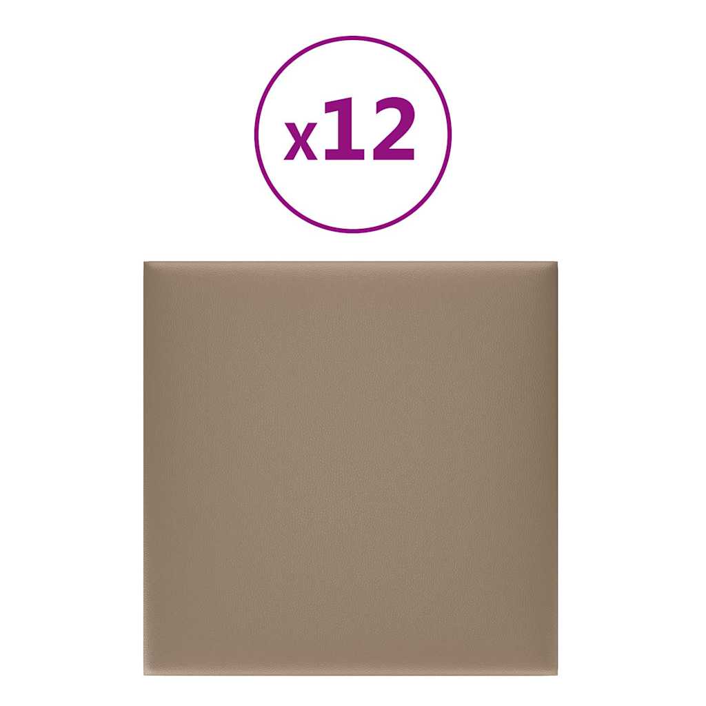Πάνελ Τοίχου 12 τεμ. Καπουτσίνο 30 x 30 εκ. 1,08 μ² Συνθ. Δέρμα