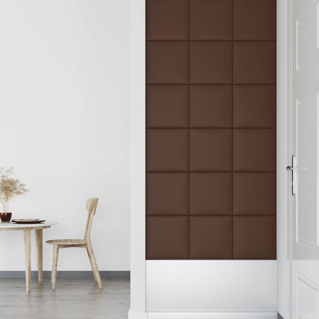 Πάνελ Τοίχου 12 τεμ. Καφέ 30 x 30 εκ. 1,08 μ² Συνθετικό Δέρμα - Pakobazaar