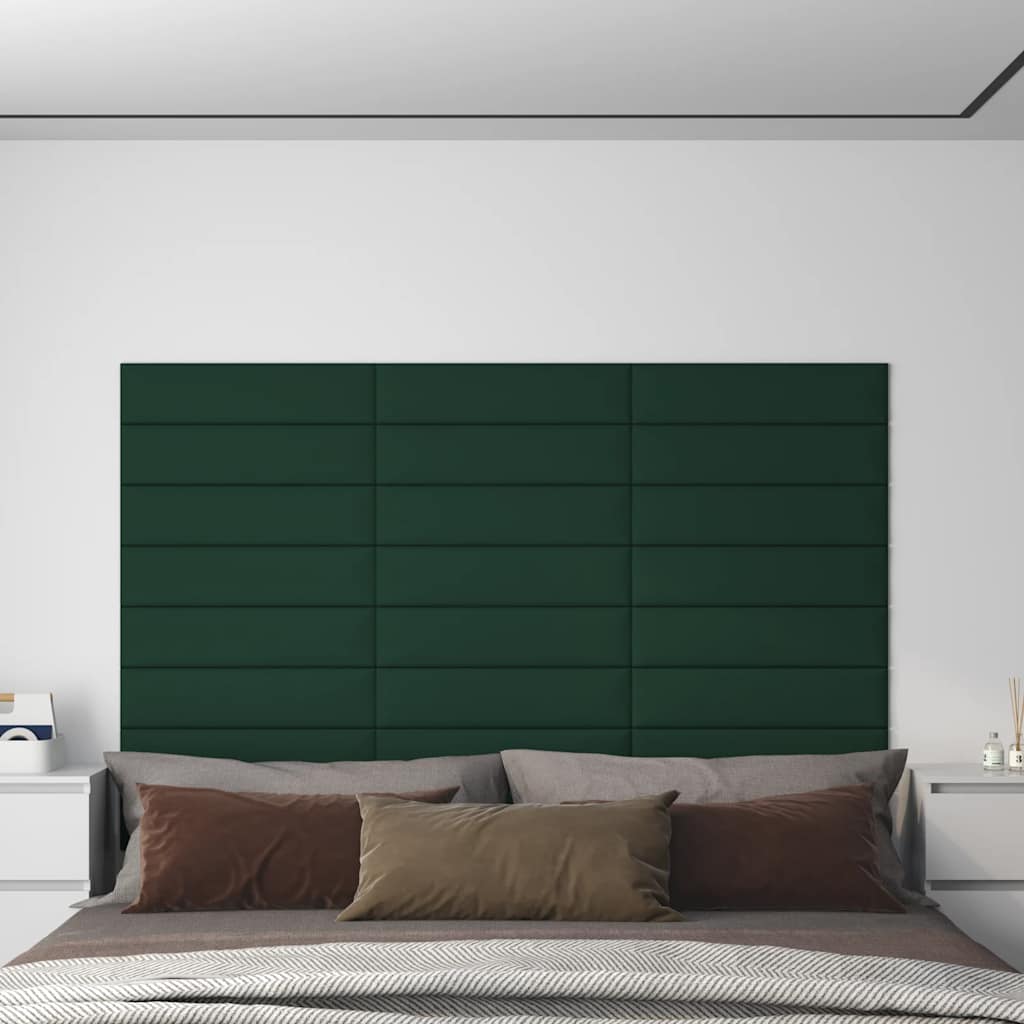 Πάνελ Τοίχου 12 τεμ. Σκούρο Πράσινο 60x15εκ. 1,08 μ² Υφασμάτινα