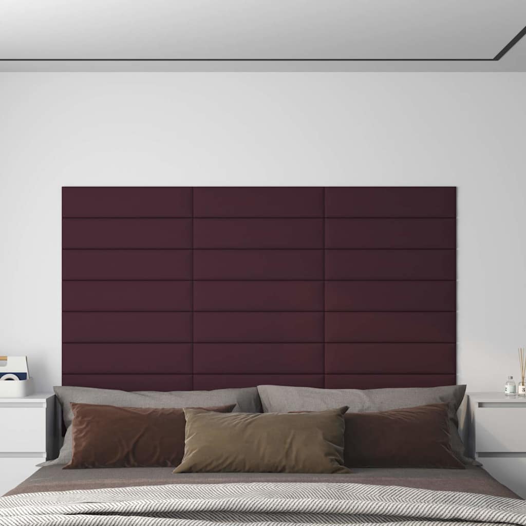 Πάνελ Τοίχου 12 τεμ. Μωβ 60x15 εκ. 1,08 μ² Υφασμάτινα