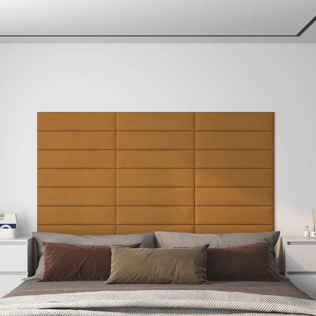 Πάνελ Τοίχου 12 τεμ. Κρεμ 60x15 εκ. 1,08 μ² Βελούδο