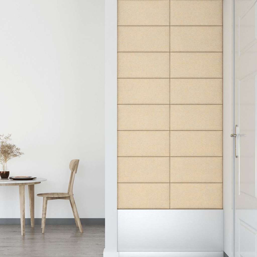 Πάνελ Τοίχου 12 τεμ. Κρεμ 60x30 εκ. 2,16 μ² Υφασμάτινα - Pakobazaar