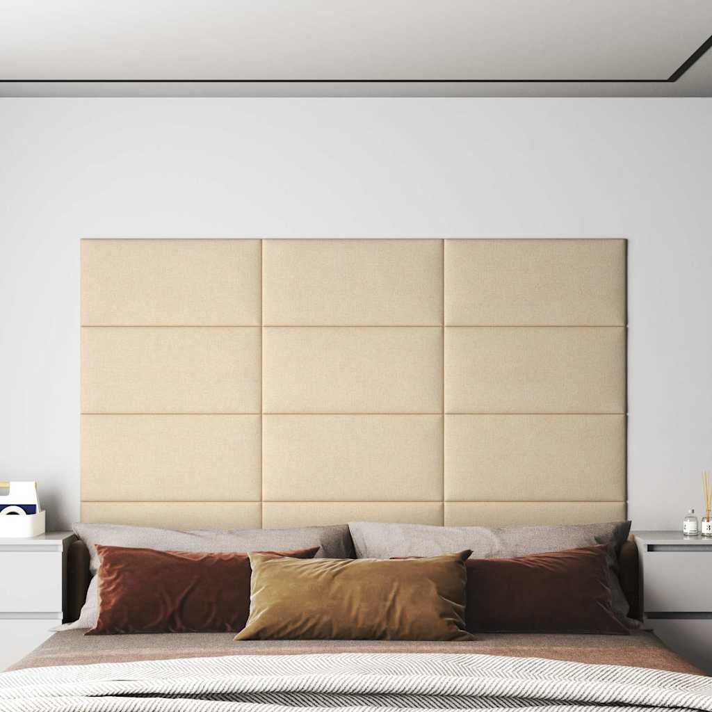 Πάνελ Τοίχου 12 τεμ. Κρεμ 60x30 εκ. 2,16 μ² Υφασμάτινα - Pakobazaar