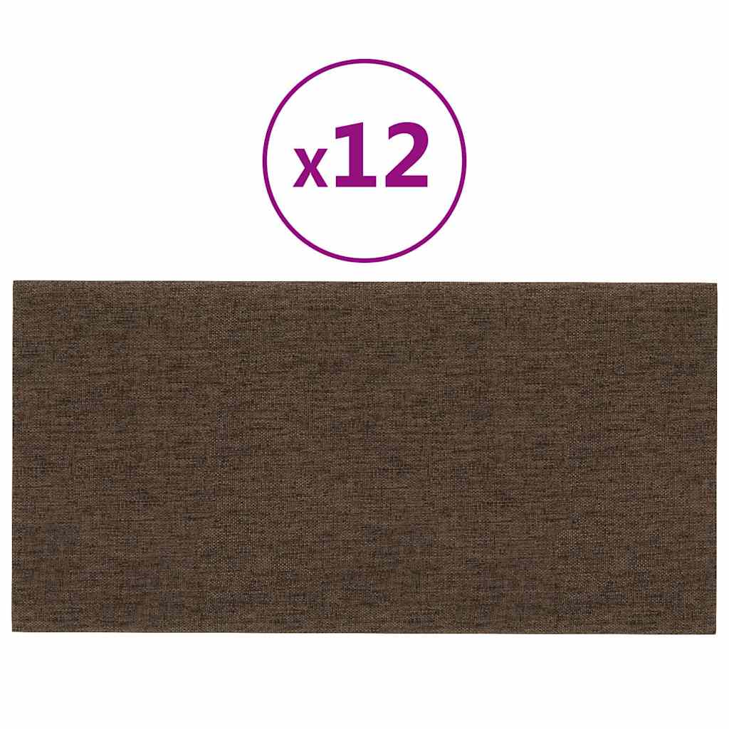 Πάνελ Τοίχου 12 τεμ. Καφέ 60 x 30 εκ. 2,16 μ² Υφασμάτινα - Pakobazaar