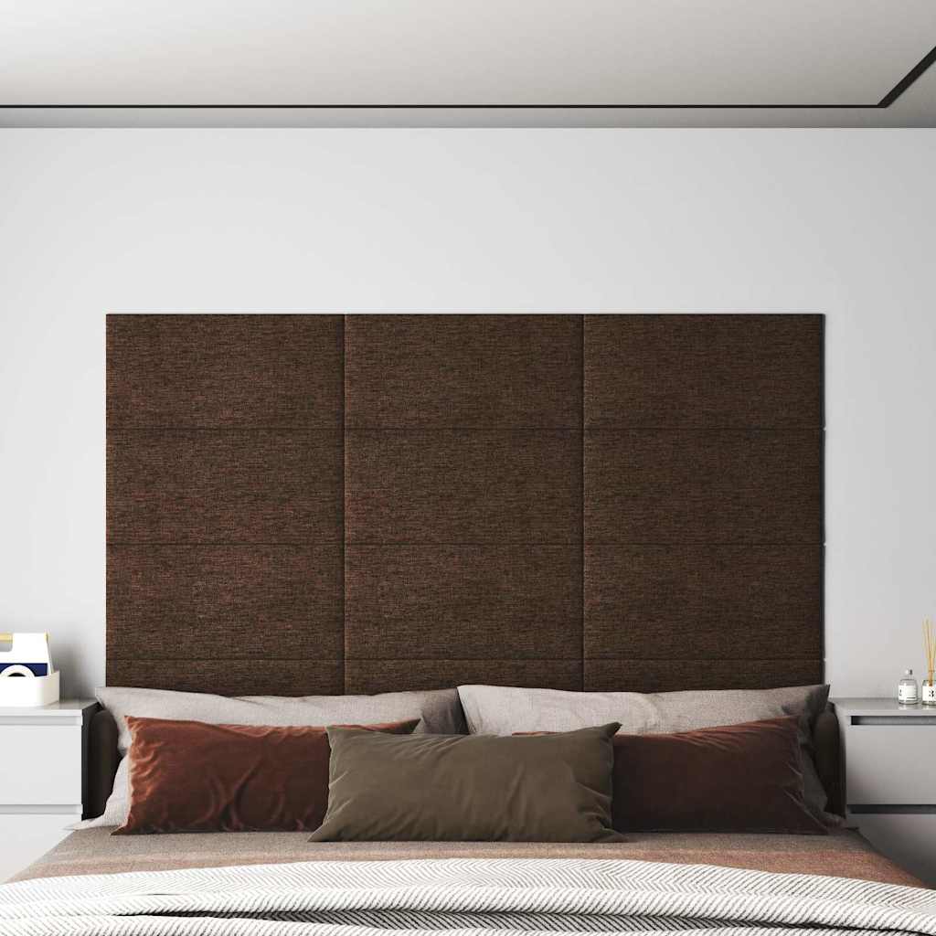 Πάνελ Τοίχου 12 τεμ. Καφέ 60 x 30 εκ. 2,16 μ² Υφασμάτινα - Pakobazaar