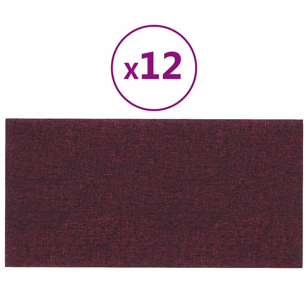 Πάνελ Τοίχου 12 τεμ. Μωβ 60 x 30 εκ. 2,16 μ² Υφασμάτινα - Pakobazaar