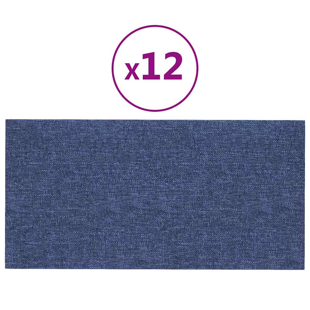 Πάνελ Τοίχου 12 τεμ. Μπλε 60 x 30 εκ. 2,16 μ² Υφασμάτινα - Pakobazaar
