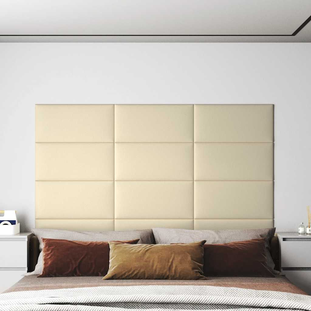 Πάνελ Τοίχου 12 τεμ. Κρεμ 60x30 εκ. 2,16 μ² Συνθετικό Δέρμα