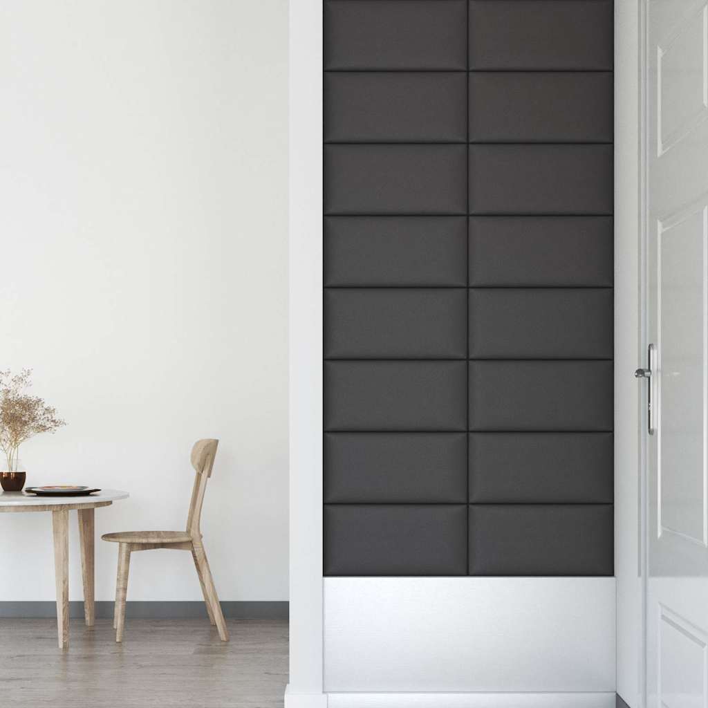 Πάνελ Τοίχου 12 τεμ. Γκρι 60x30 εκ. 2,16 μ² Συνθετικό Δέρμα