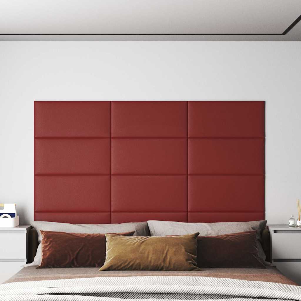Πάνελ Τοίχου 12 τεμ. Μπορντό 60 x 30 εκ. 2,16 μ² Συνθ. Δέρμα - Pakobazaar