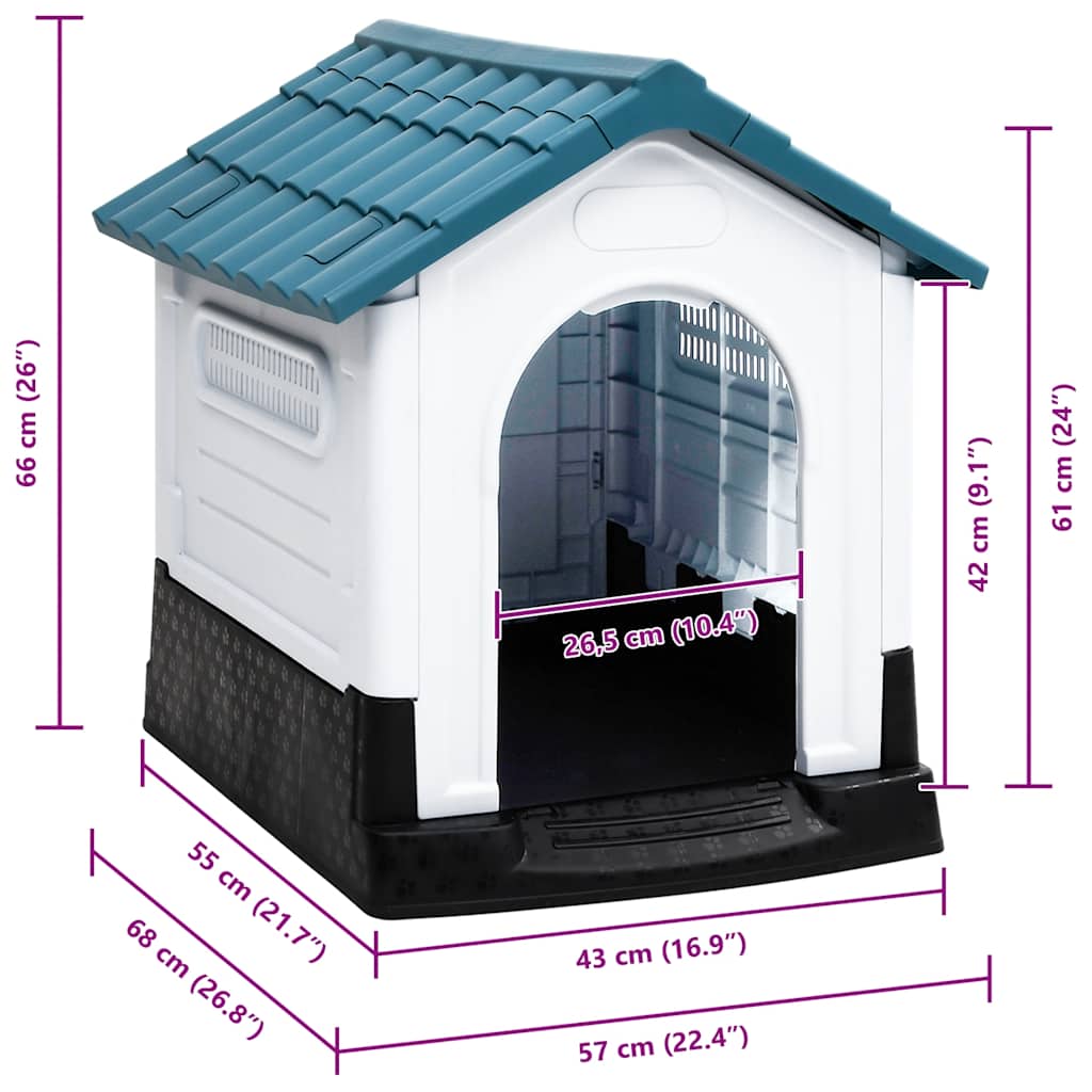 Σπιτάκι Σκύλου Μπλε 57 x 68 x 66 εκ. από Πολυπροπυλένιο - Pakobazaar