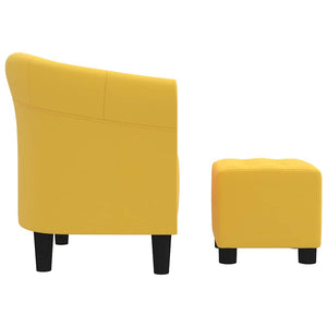 Πολυθρόνα Κίτρινη Υφασμάτινη με Σκαμπό - Pakobazaar