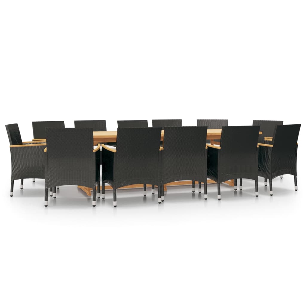 Σετ Τραπεζαρίας Κήπου 13 τεμ. Μαύρο με Μαξιλάρια - PAKOBAZAAR