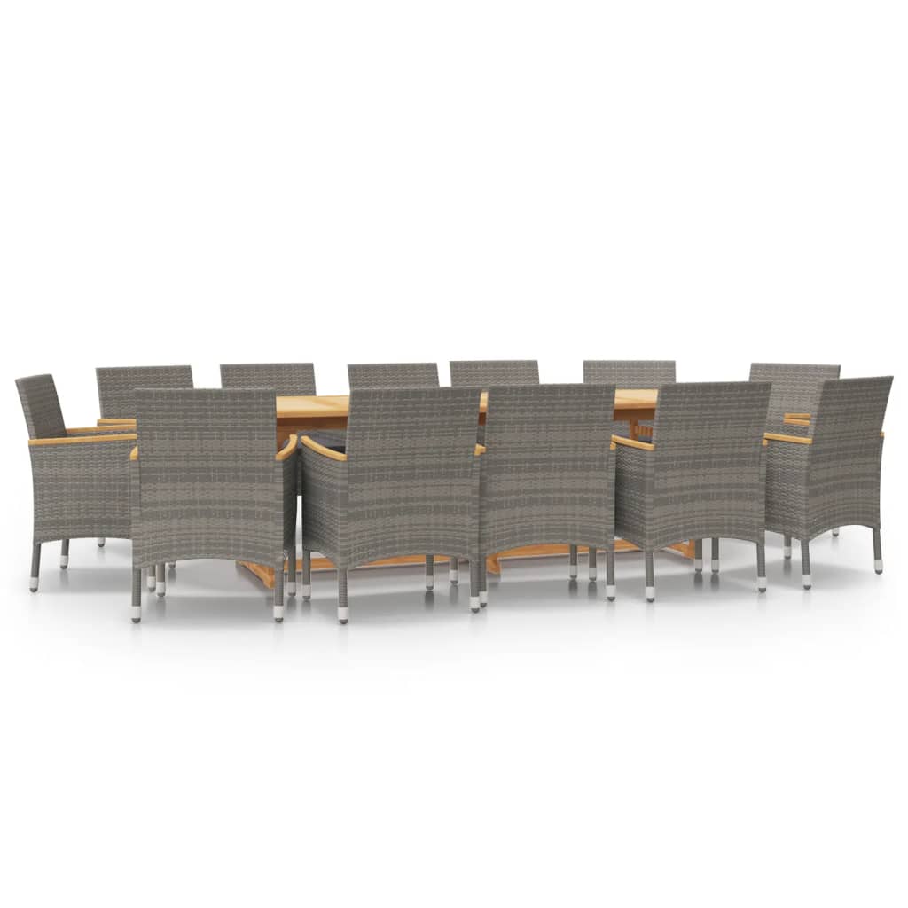 Σετ Τραπεζαρίας Κήπου 13 τεμ. Γκρι με Μαξιλάρια - PAKOBAZAAR