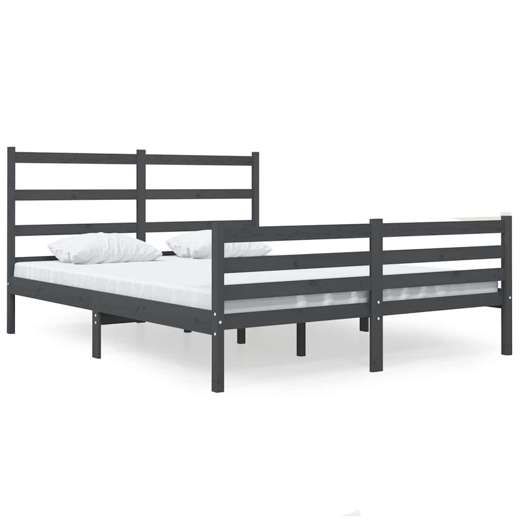 Πλαίσιο Κρεβατιού Γκρι 120 x 190 εκ. Μασίφ Πεύκο Small Double