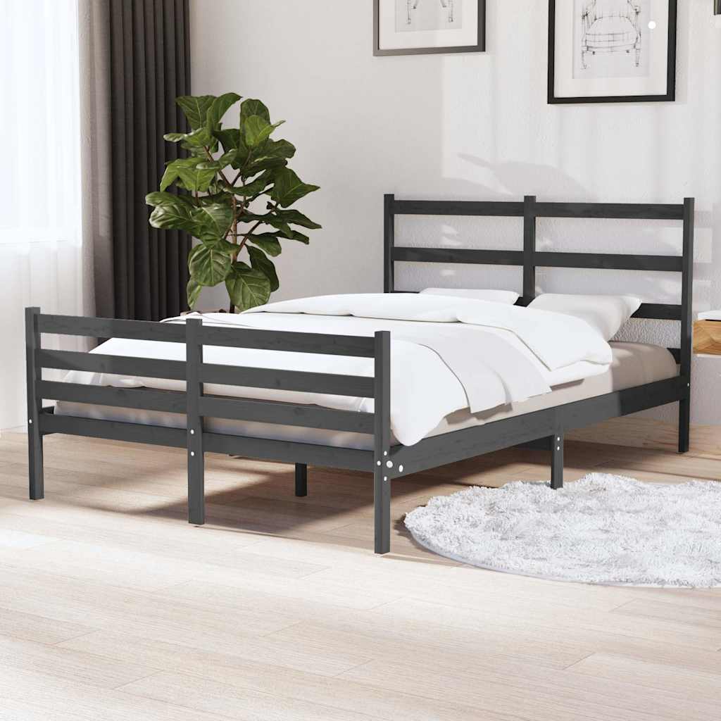Πλαίσιο Κρεβατιού Γκρι 120 x 190 εκ. Μασίφ Πεύκο Small Double