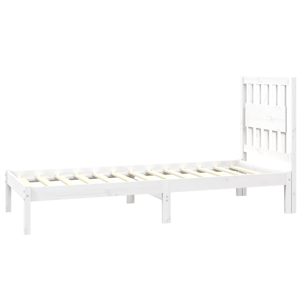 Πλαίσιο Κρεβατιού Λευκό 75x190εκ Μασίφ Ξύλο Πεύκου Small Single - PAKOBAZAAR