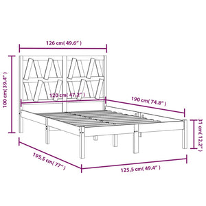 Πλαίσιο Κρεβατιού 120 x 190 εκ. Μασίφ Πεύκο Small Double - PAKOBAZAAR