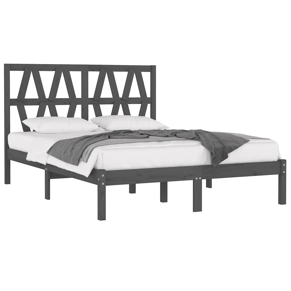 Πλαίσιο Κρεβατιού Γκρι 120 x 190 εκ. Μασίφ Πεύκο Small Double