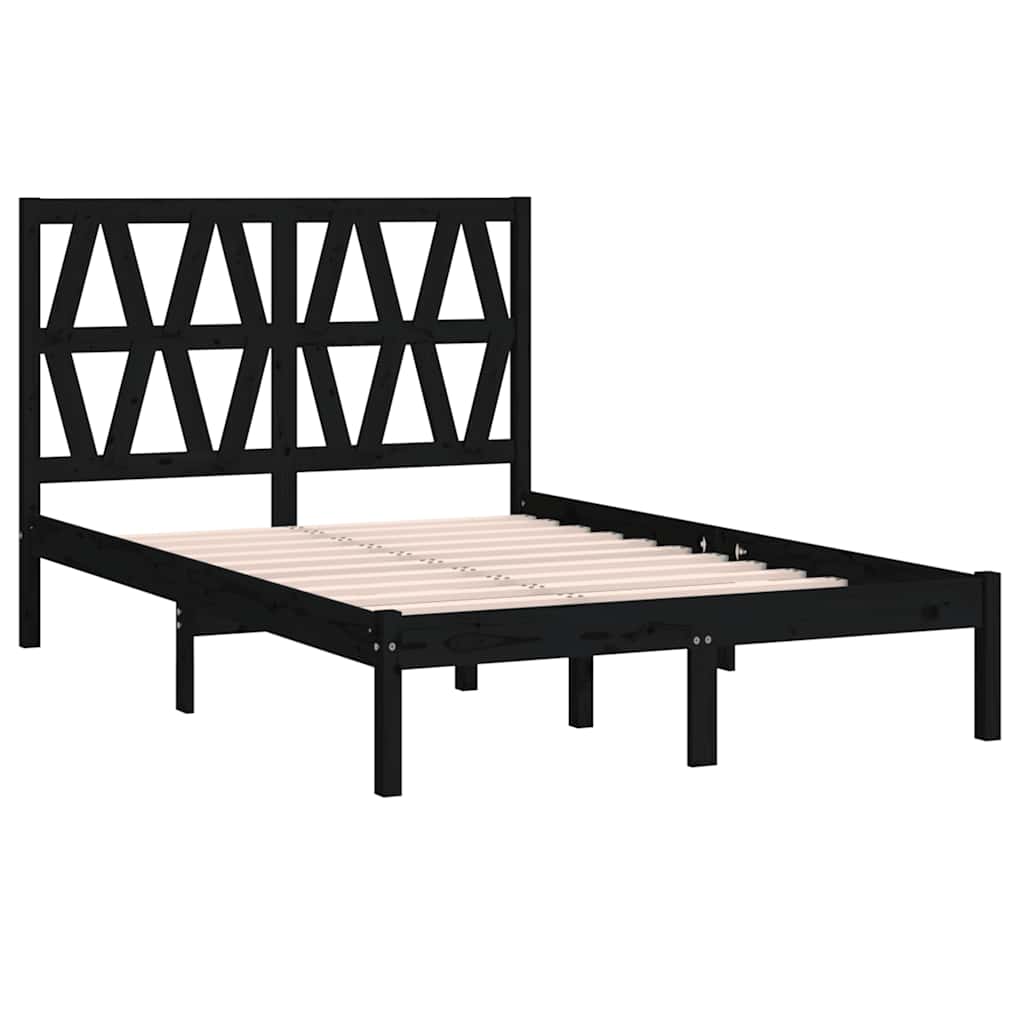 Πλαίσιο Κρεβατιού Μαύρο 150 x 200εκ Μασίφ Ξύλο Πεύκου King Size