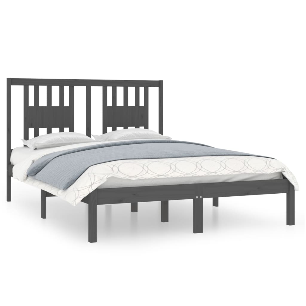 Πλαίσιο Κρεβατιού Γκρι 120x190 εκ. Μασίφ Ξύλο Small Double - Pakobazaar