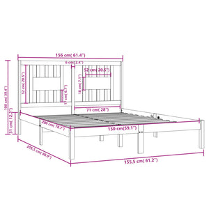 Πλαίσιο Κρεβατιού Μελί 150 x 200 εκ. Μασίφ Ξύλο King Size