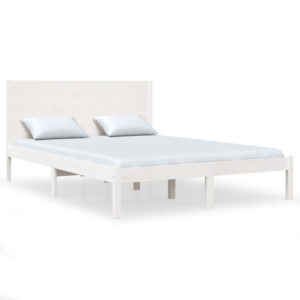 Πλαίσιο Κρεβατιού Λευκό 150 x 200 εκ. Μασίφ Ξύλο King Size