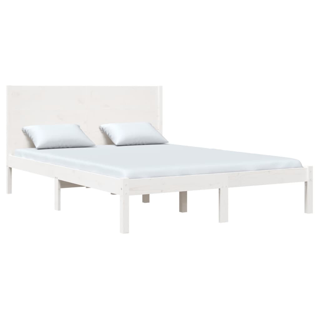 Πλαίσιο Κρεβατιού Λευκό 150 x 200 εκ. Μασίφ Ξύλο King Size