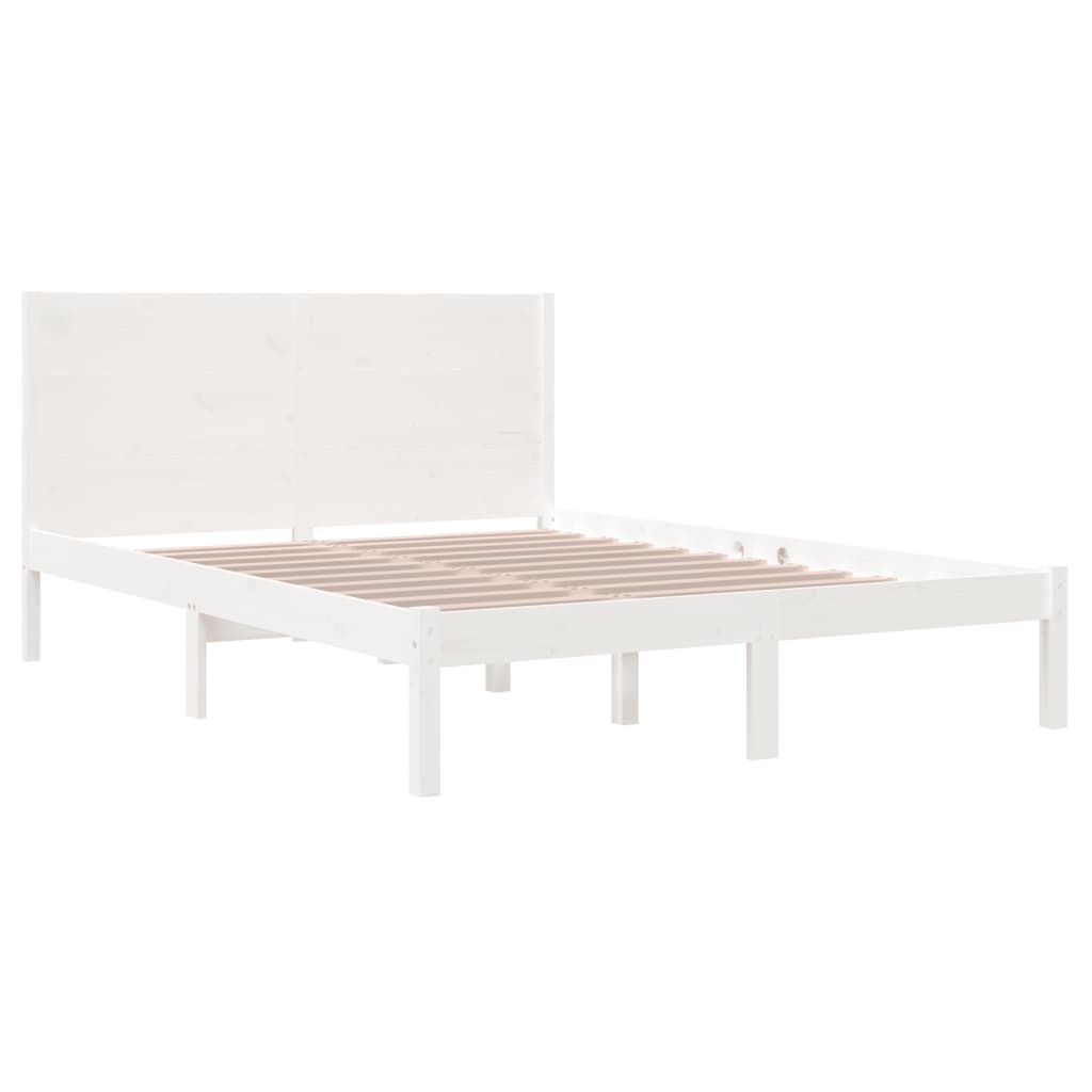 Πλαίσιο Κρεβατιού Λευκό 150 x 200 εκ. Μασίφ Ξύλο King Size