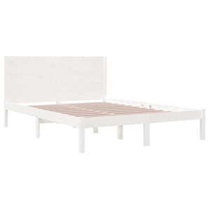 Πλαίσιο Κρεβατιού Λευκό 150 x 200 εκ. Μασίφ Ξύλο King Size
