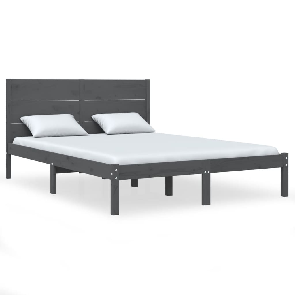 Πλαίσιο Κρεβατιού Γκρι 150 x 200 εκ. Μασίφ Ξύλο King Size