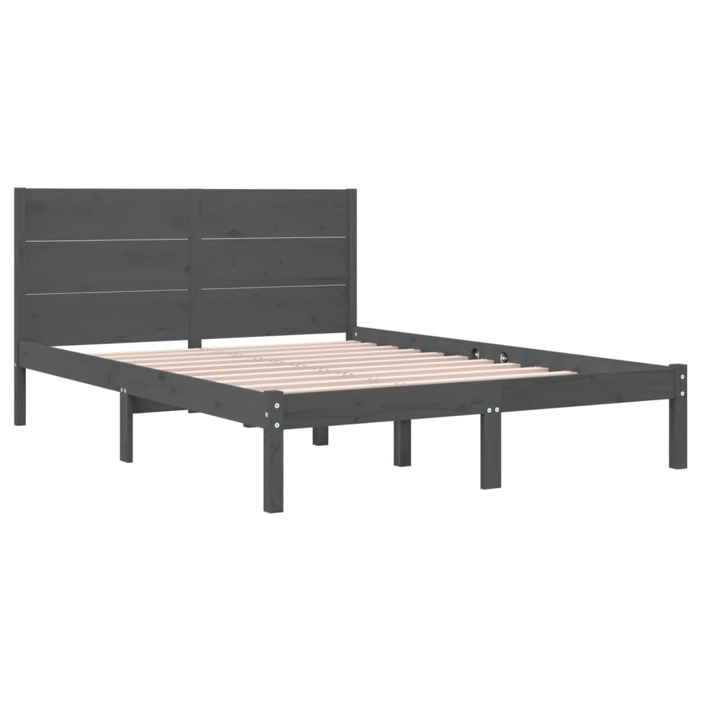 Πλαίσιο Κρεβατιού Γκρι 150 x 200 εκ. Μασίφ Ξύλο King Size