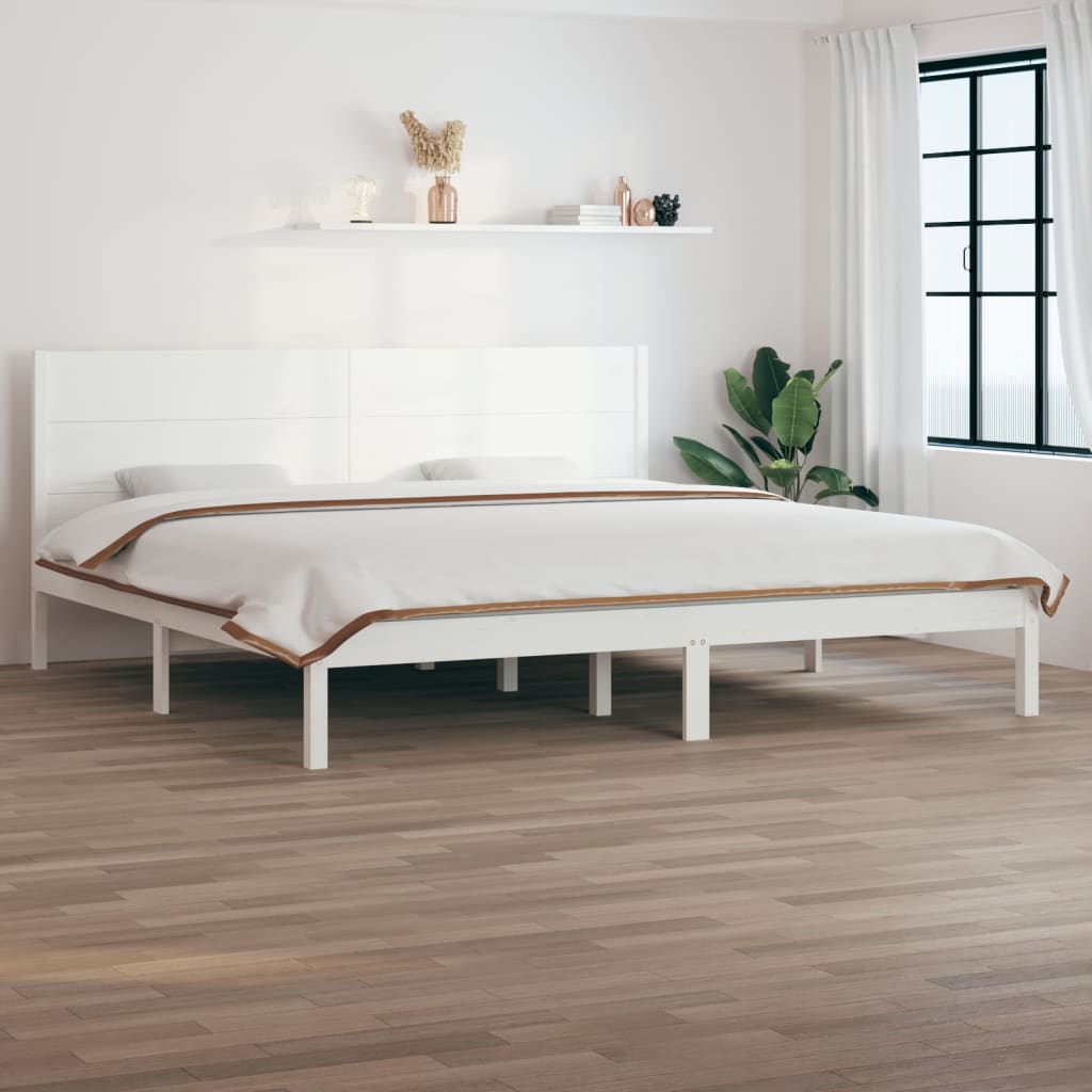 Πλαίσιο Κρεβατιού Λευκό 180 x 200 εκ. Μασίφ Ξύλο Super King - Pakobazaar