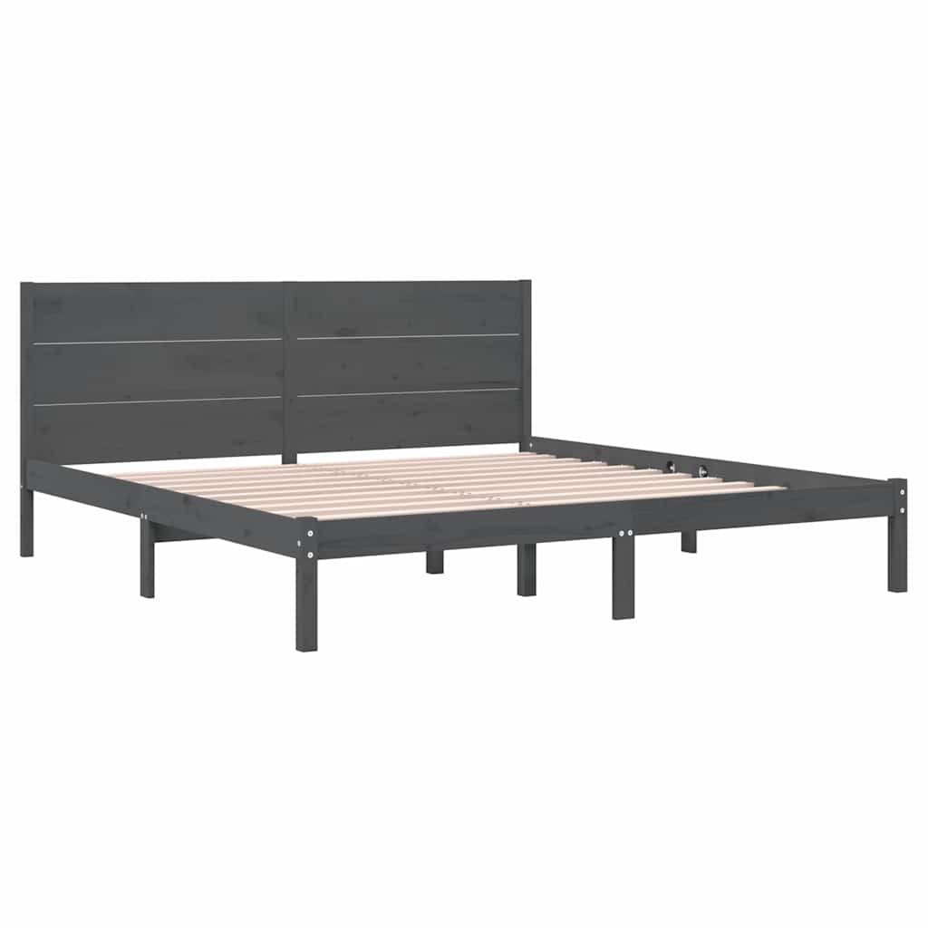 Πλαίσιο Κρεβατιού Γκρι 180 x 200 εκ Ξύλο Πεύκου Super King - Pakobazaar