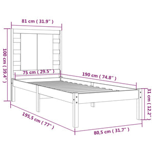Πλαίσιο Κρεβατιού Μελί 75x190 εκ. Ξύλο Πεύκου Small Single