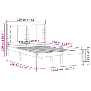 Πλαίσιο Κρεβατιού Γκρι 120x190 εκ. Μασίφ Ξύλο Small Double