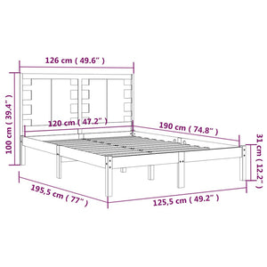 Πλαίσιο Κρεβατιού Μαύρο 120 x 190 εκ. Μασίφ Ξύλο Small Double