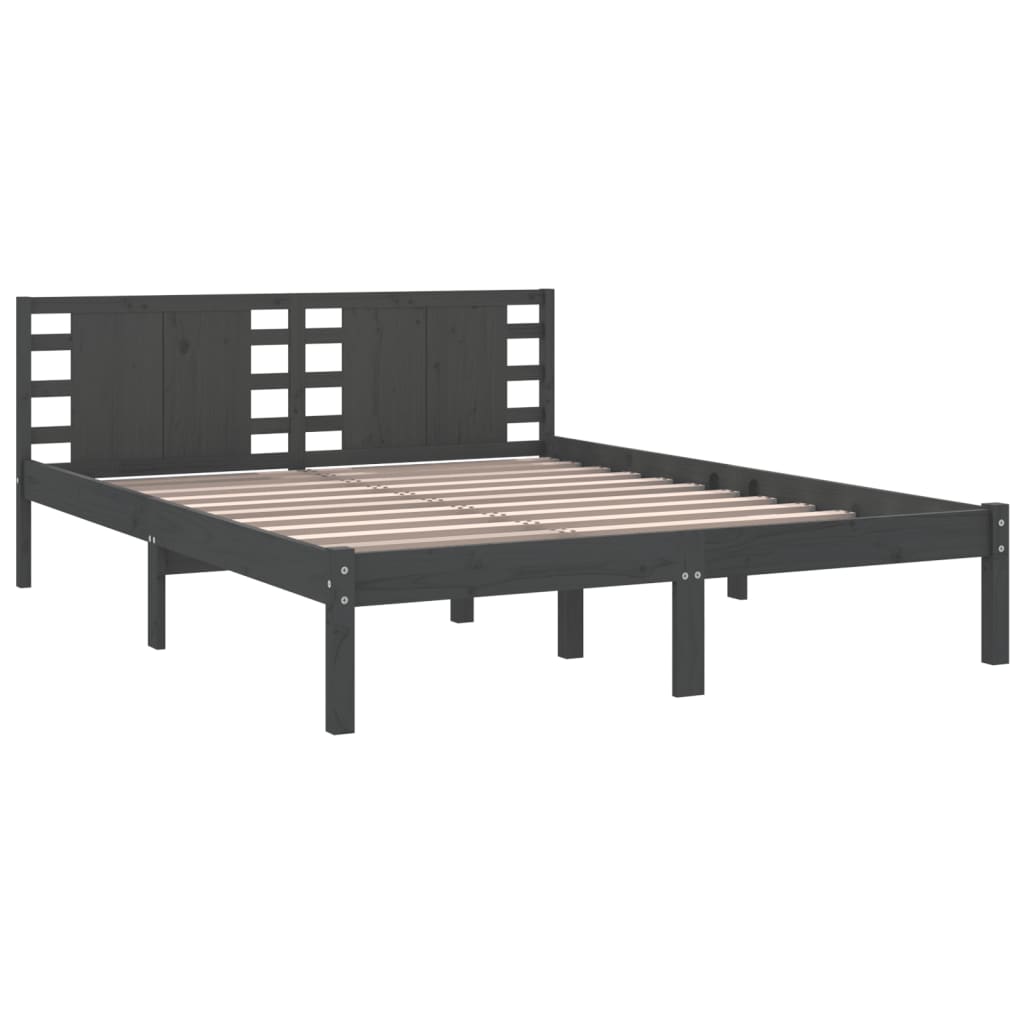 Πλαίσιο Κρεβατιού Γκρι 150 x 200 εκ. Μασίφ Ξύλο King Size