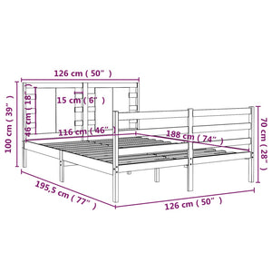 Πλαίσιο Κρεβατιού Γκρι 120 x 190 εκ. Μασίφ Πεύκο Small Double